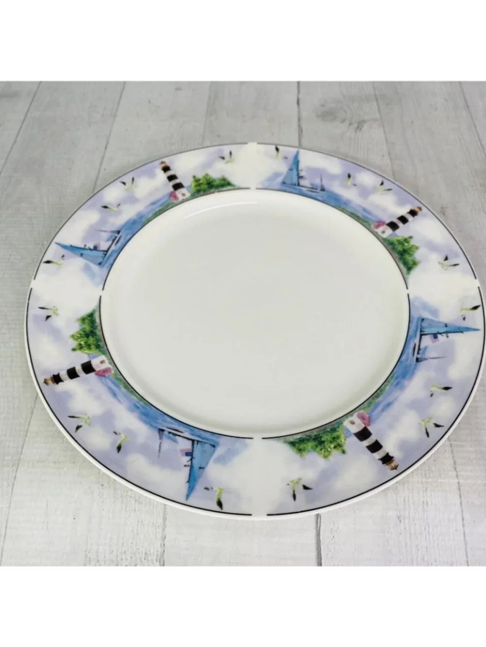 Thomson Pottery LIGHTHOUSE Birds Boats Coastal Stoneware Dinner Plates Set of 4